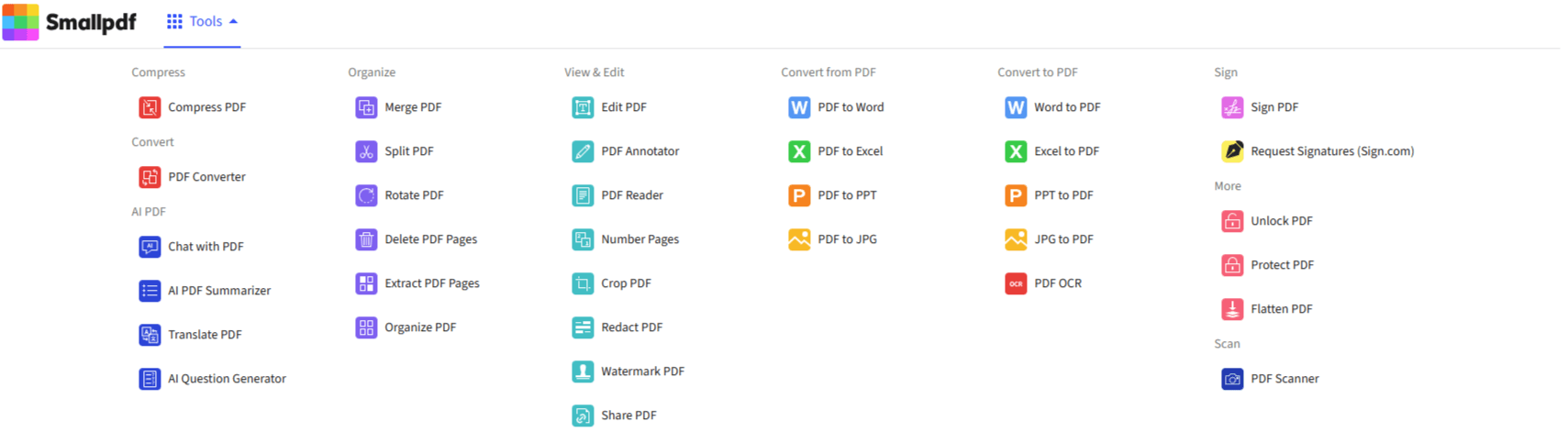 Tính năng nổi bjaat Smallpdf
